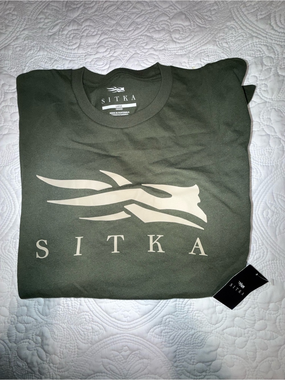 Sitka Men's Olive Logo Short Sleeve Tee - Classic Crew - Picture 3 of 6
